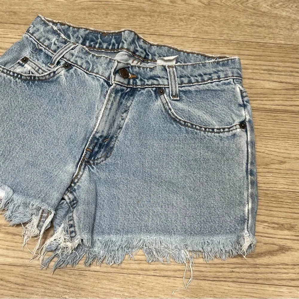 Vintage Orange Tab Levi’s Distressed Cut Off Midrise Denim Shorts Waist 28” - Picture 5 of 14